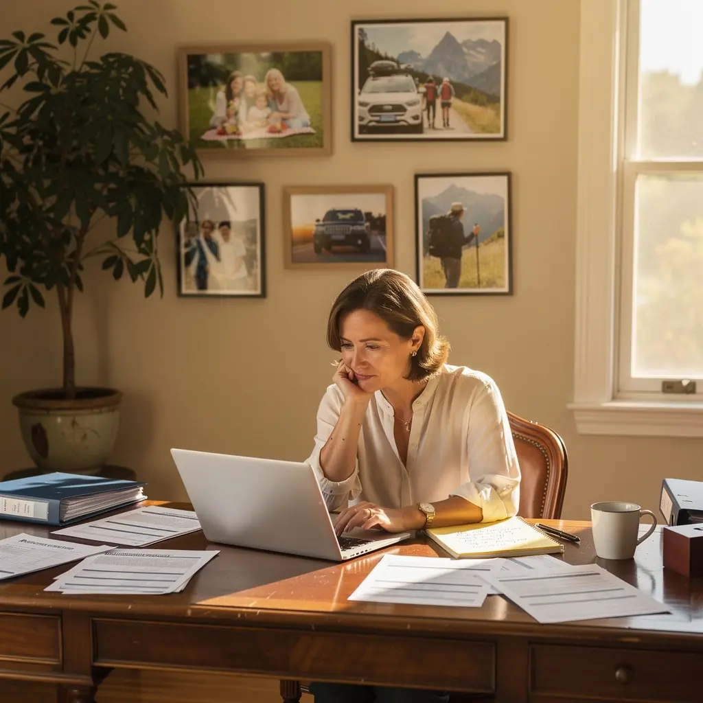 Ilustracja samochodu osobowego z widocznymi symbolami ubezpieczenia, podkreślająca korzyści z posiadania polisy.