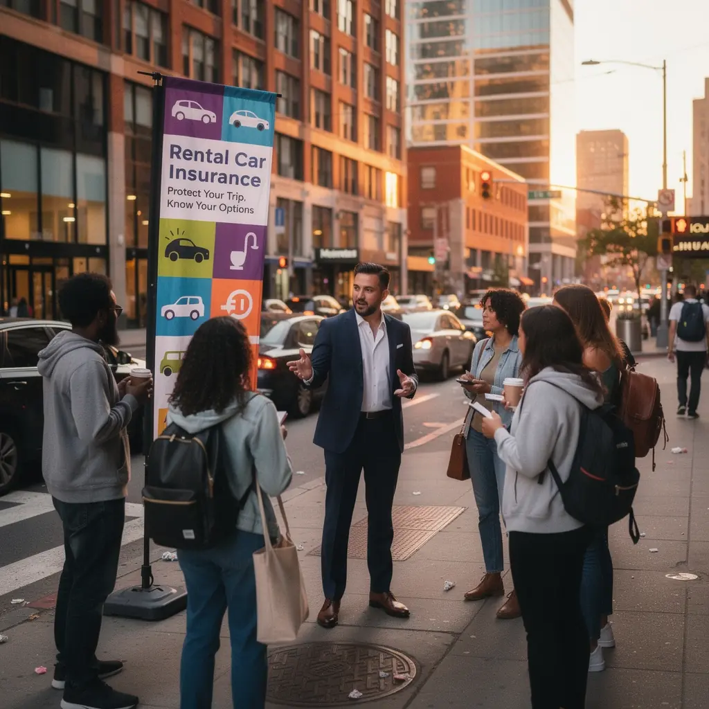 Obraz przedstawiający konsultanta omawiającego zasady ubezpieczenia samochodu z klientem.