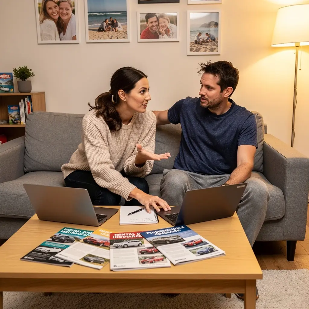 Usługodawca ubezpieczeń samochodowych analizujący szczegóły polisy dla wynajmu.